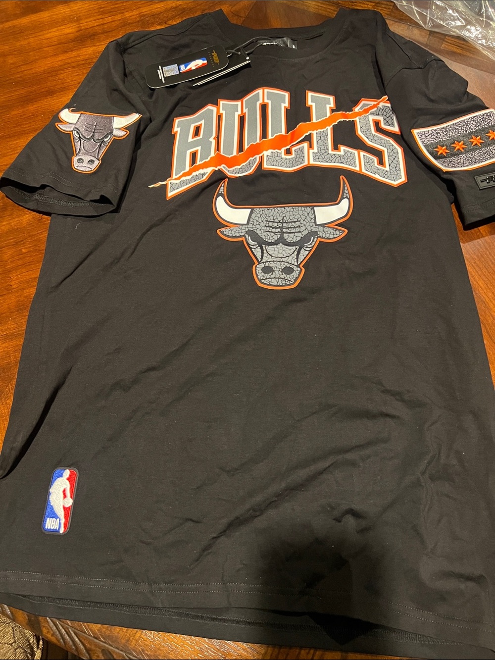 NBA Chicago Bulls Graphic Tee - Black with Orange and Gray
